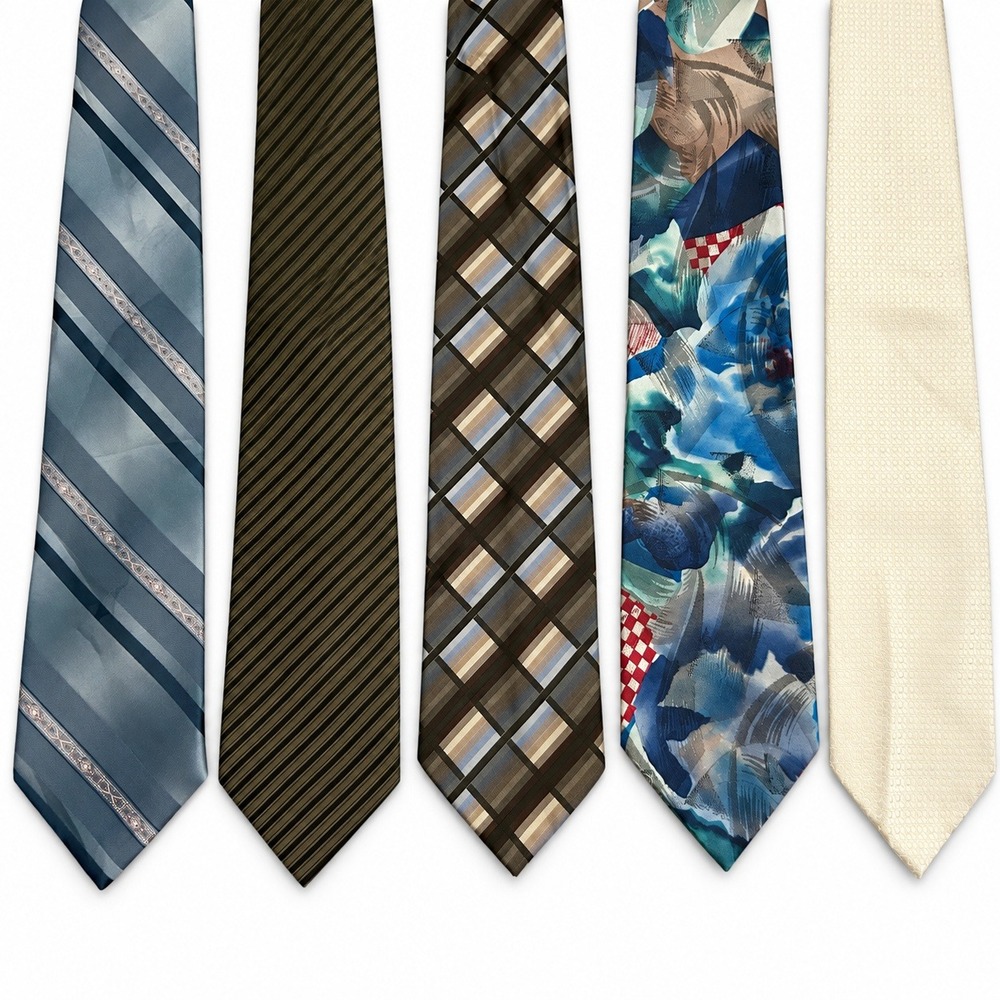 Vintage Style Necktie Lot Men OS Multicolored EXCELLENT Striped Plaid 5pc
